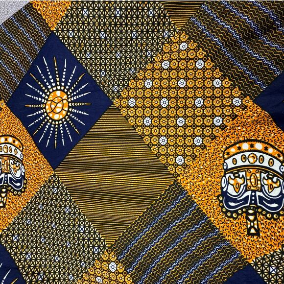 NWT Lola's African Apparel Women's Jacket Dress Blue Gold Size Large - Picture 7 of 10